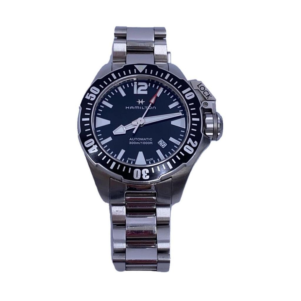 Hamilton(แฮมิลตัน) HAMILTON Men's Watch Khaki Navy Open Water Automatic Stainless Steel Black Silver