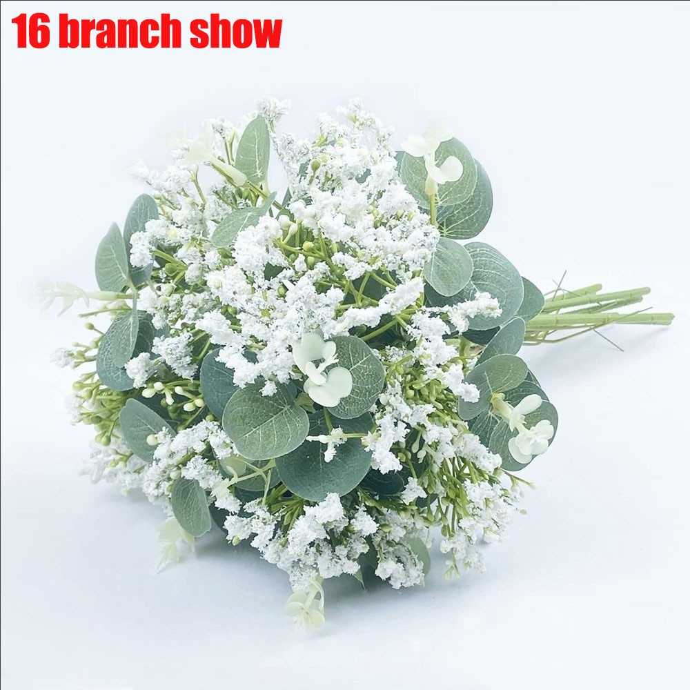 Breath ดอกไม้ประดิษฐ์ Baby Breath ดอกไม้ Eucalyptus Stems ใบ Faux Gypsophila ดอกไม้สําหรับงานแต่งงานตาราง Centerpieces ตกแต่งบ้าน (สีขาว)