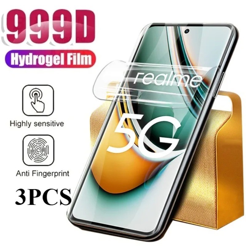 3 ชิ้น 999D ฝาครอบ HD Clear Soft Hydrogel ฟิล์ม Anti Blue Light โทรศัพท์ป้องกันหน้าจอสําหรับ Realme 