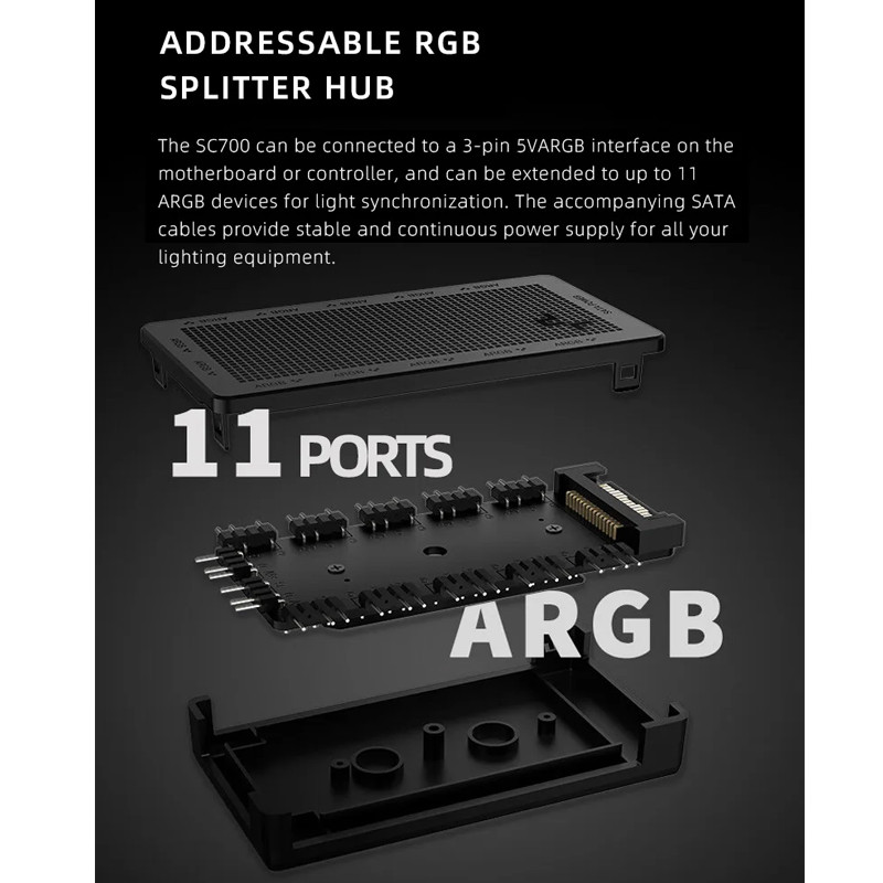 Deepcool ARGB HUB SC700 12-PORT ARGB HUB SC790 2 in 1 6PWM & 6ARGB SATA Power Control เชื่อมต่อ ราคา ถูกที่สุด ดีลบีเคเค แกลเลอรีภาพที่ 7