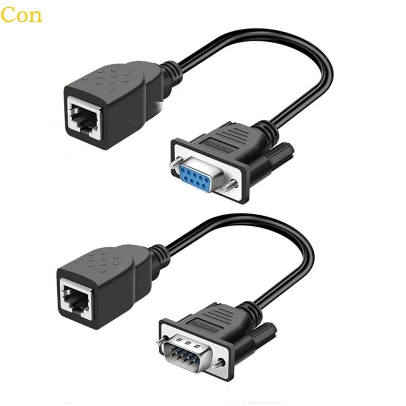Con DB9 to RJ45 สายเคเบิ้ล DB9 Female to RJ45 Female Extender อะแดปเตอร์แปลงสายเคเบิ้ล
