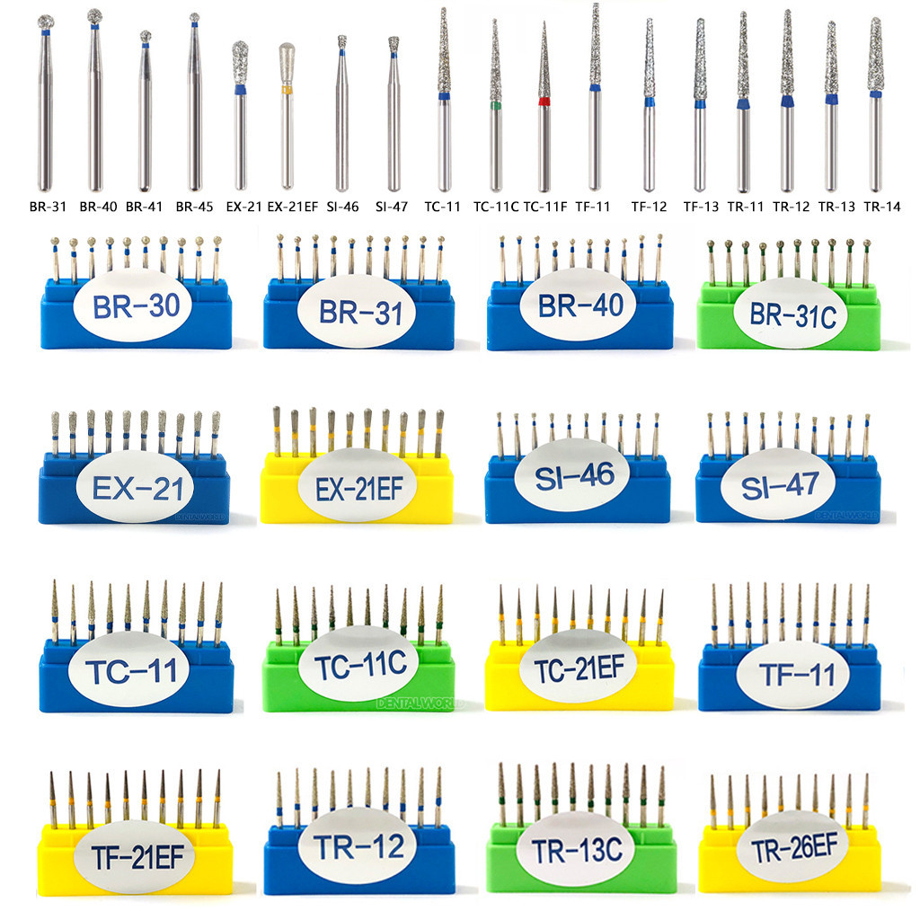 【มีสินค้า】Diamond Burs FG 1.6มม อุปกรณ์ขัดเงาเพชร ความเร็วสูง FG 10 ชิ้น ต่อกล่อง