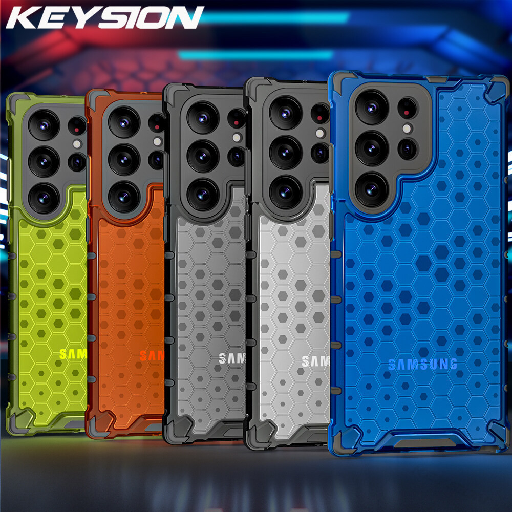 Keysion เคสโทรศัพท์มือถือแบบใส กันกระแทก ลายรังผึ้ง สําหรับ Samsung S24 Ultra 5G S23 S24+ Galaxy S23 Plus S23 FE