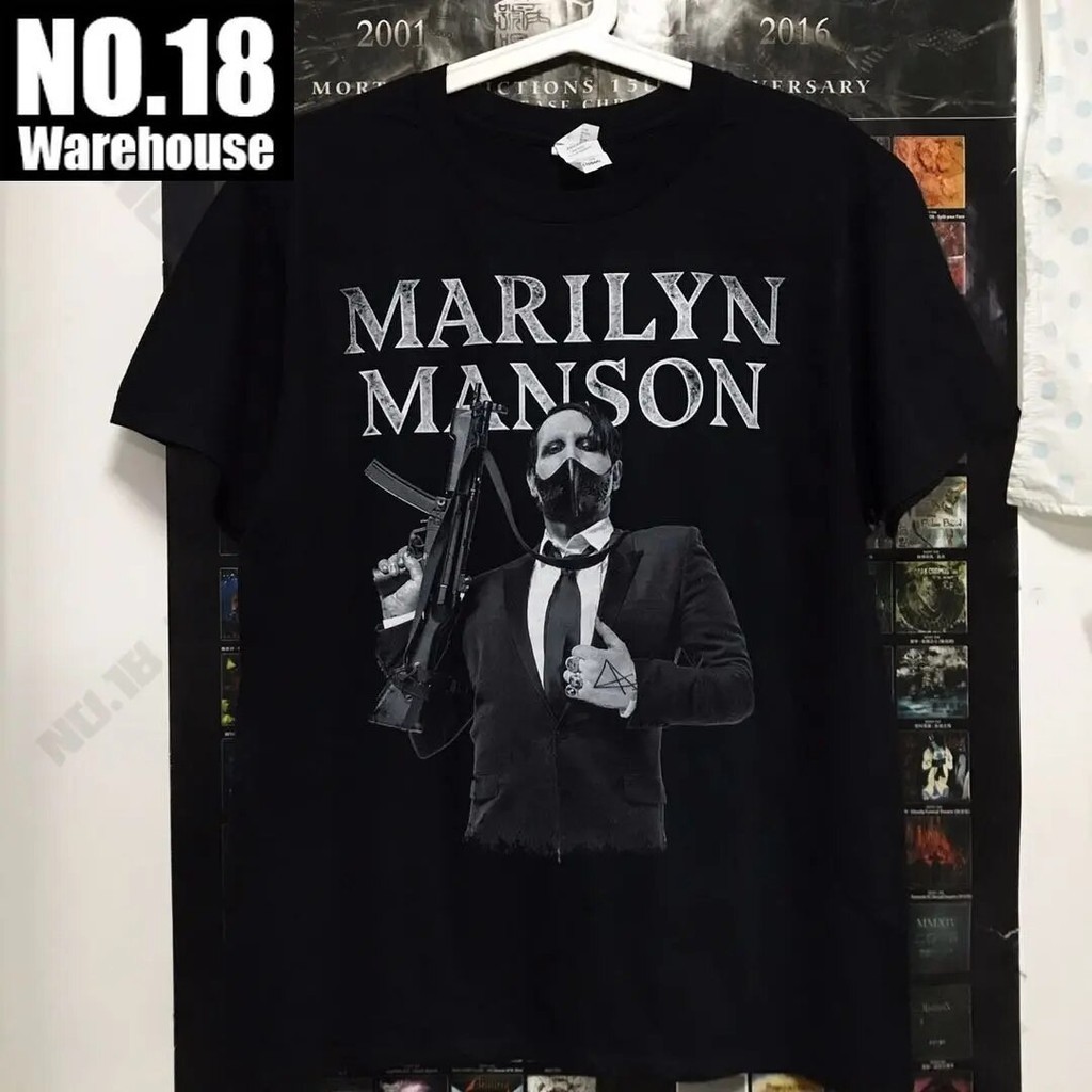 เสื้อยืด ผ้าฝ้าย พิมพ์ลาย Marilyn Manson Ozzy Osbourne Heavy Metal Legend สีดํา สําหรับผู้ชาย
