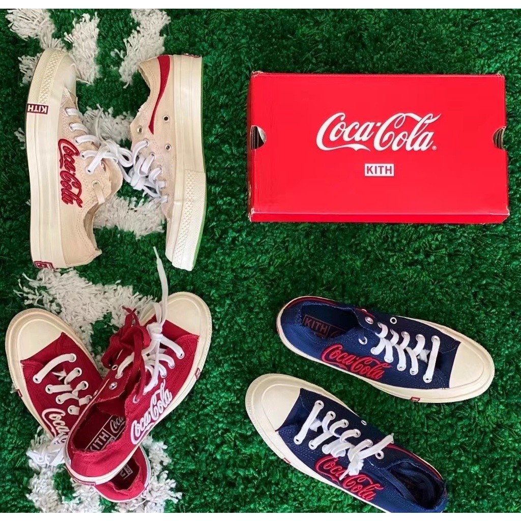 Converse 1970s kith x คอนเวิร์ส รองเท้าผ้าใบ Coca Cola branded คอนเวิร์ส โคคาโคล่า ชื่อร่วม สบาย ๆ