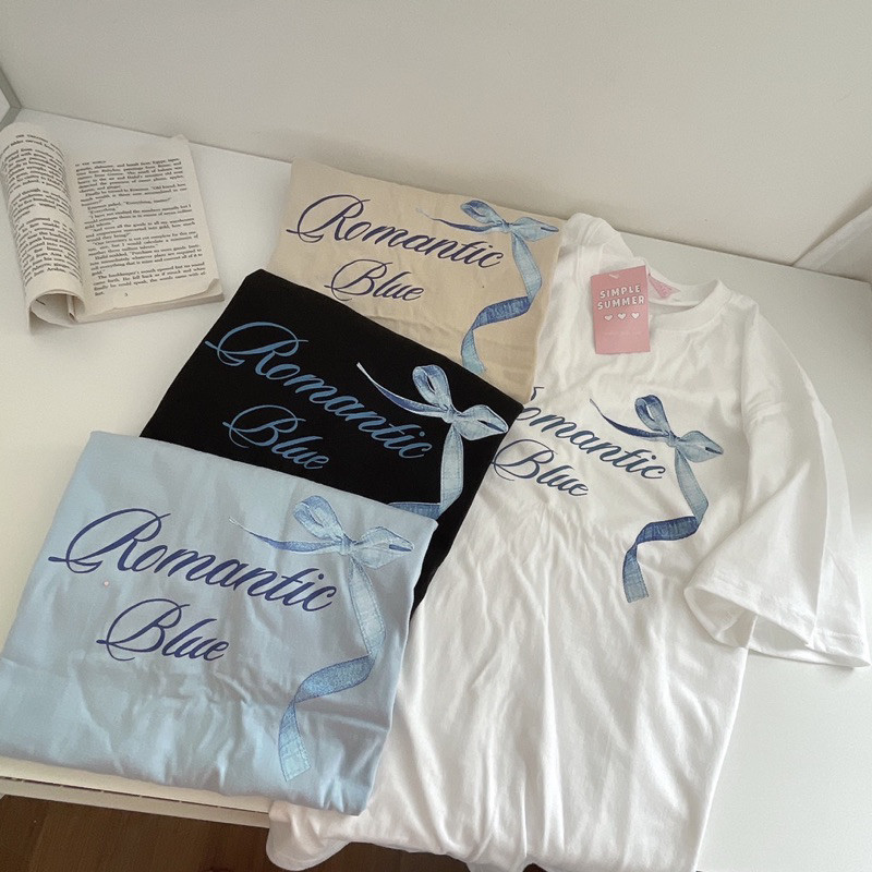 [ส่งจากโรงงาน]ออก24ชั่วโมง OOOK | Oversized Romantic Blue เสื้อยืดโอเวอร์ไซต์ ผ้าคอตตอน
