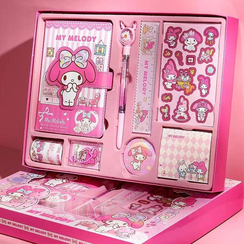 ชุดเครื่องเขียน เทปสติกเกอร์ ลาย Sanrio My Melody Melo น่ารัก ครบชุด ของขวัญวันเกิด สําหรับนักเรียน