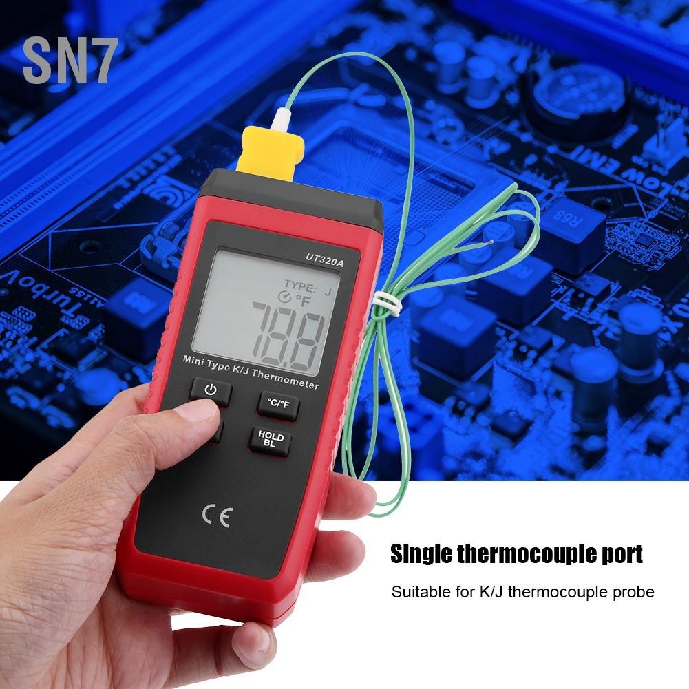 SN7 Uni T -50°C-1300° Mini Contact Type เครื่องวัดอุณหภูมิเทอร์โมคัปเปิล K/J แบบดิจิตอลพร้อมจอแสดงผล LCD ใหม่