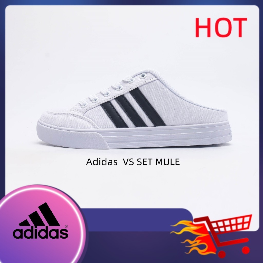 Adidas 100% Original VS SET MULE UNISEX canvas shoes half drag casual shoes