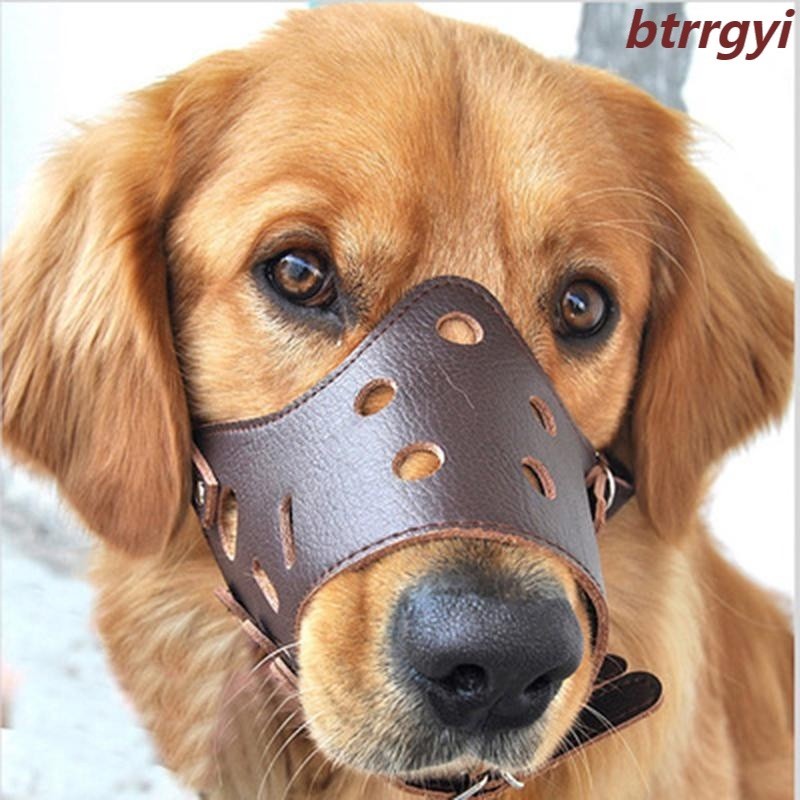 【Pet】ตะกร้อครอบปาก หนัง PU ปรับได้ สําหรับสัตว์เลี้ยง สุนัข