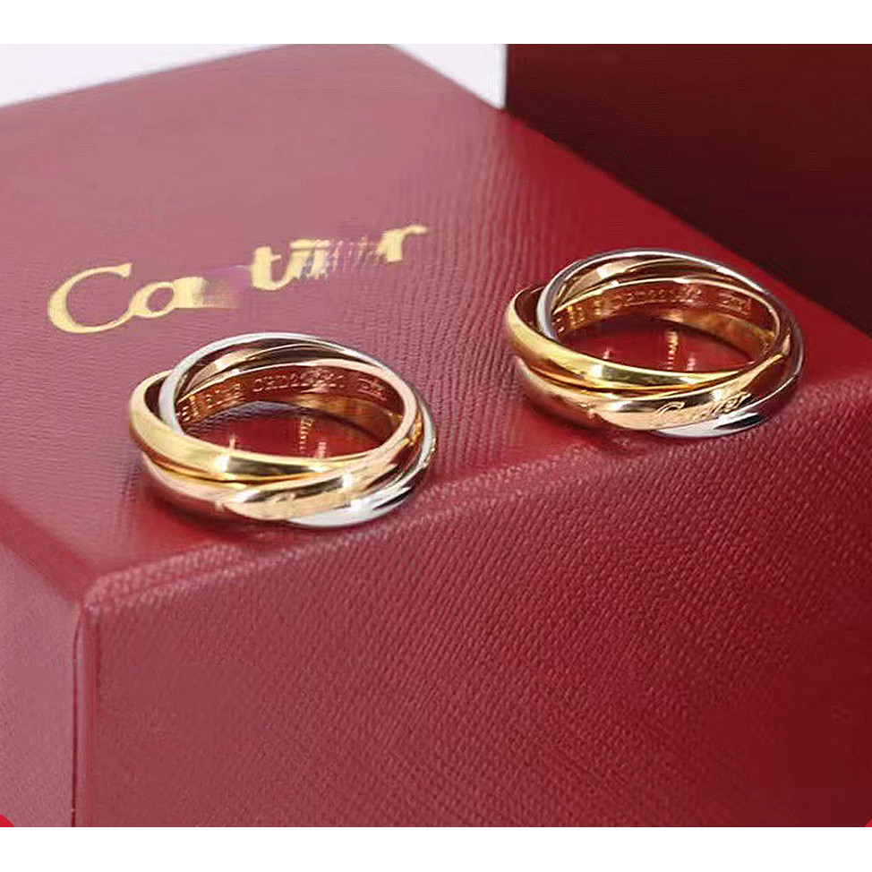 Cartier Trinity Series แหวนแพลตตินัม สีโรสโกลด์ รุ่นแคบ