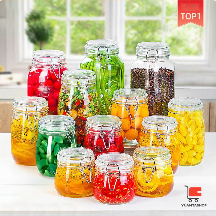 [A648] โหลแก้วมีฝาปิด โหลแก้วสูญญากาศ ขวดโหล Glass sealed jar