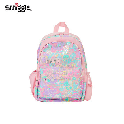 🎒Smiggle Backpacks Nursery bag กระเป๋าเป้ 🎒สมิกเกอร์ ขนาด 14-15 นิ้ว ลาย NAME Pink พร้อมส่งในไทย 🛻