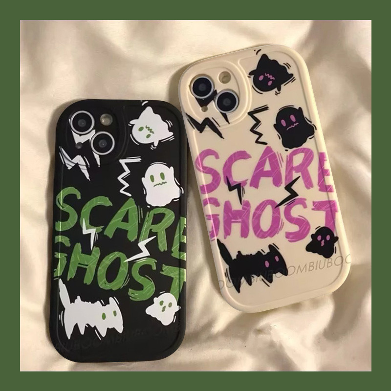 เคสโทรศัพท์คู่รักการ์ตูน Scare Ghost น่ารักสำหรับ iPhone 11 7Plus 13 12 14 Pro Max 7p XR 8p 8Plus X XS Max SE