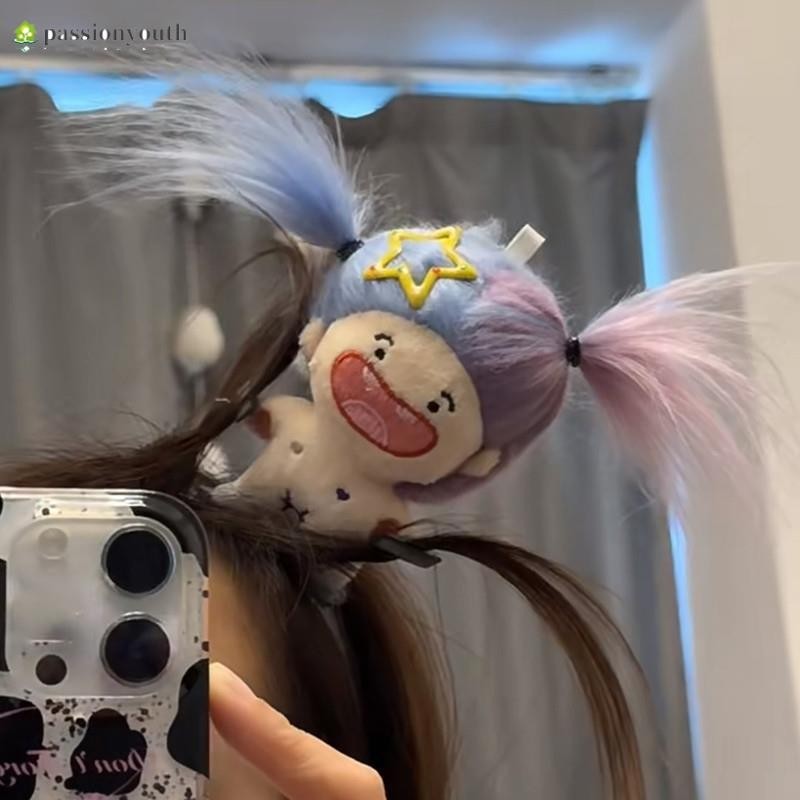 ใหม่ ตลก น่าเกลียด ตุ๊กตาการ์ตูนน่ารัก ล้างหน้า พร้อมห่วงรัดผม สามารถผูกผม หวีถักเปีย สุทธิ สีแดง กิ๊บติดผม เครื่องประดับผม