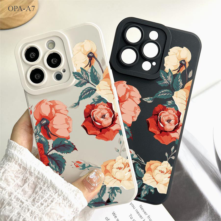 OPPO A7 A5S A12 A9 A31 A3S A53 A15 A15S A16 A93 A76 A36 A96 A57 A77S Reno 8Z 7Z 5G 2020 2022 เคสออปโป้ Tulip ดอกไม้ เคส