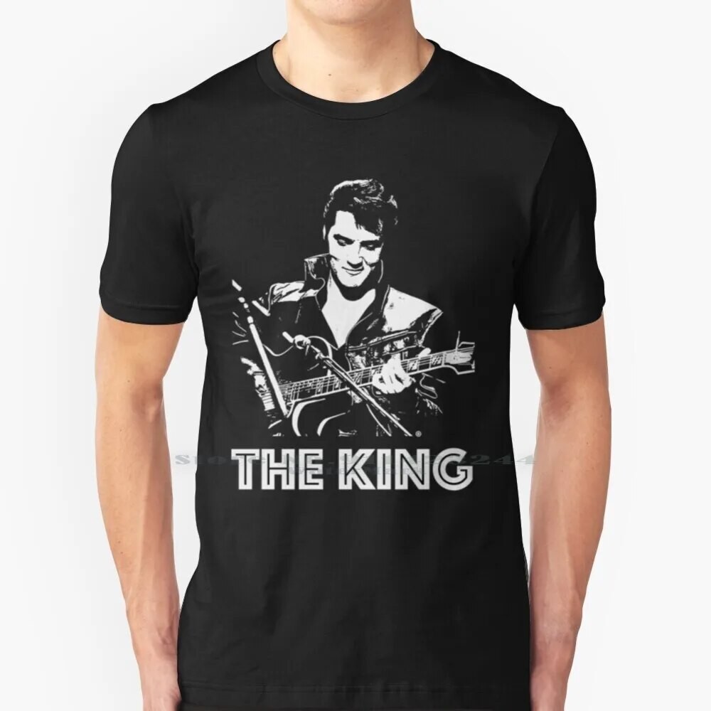 Elvis Presley-The King T เสื้อ 100% Pure Cotton Lisa Presley Gladys Presley Elvis Presley Blue Chris