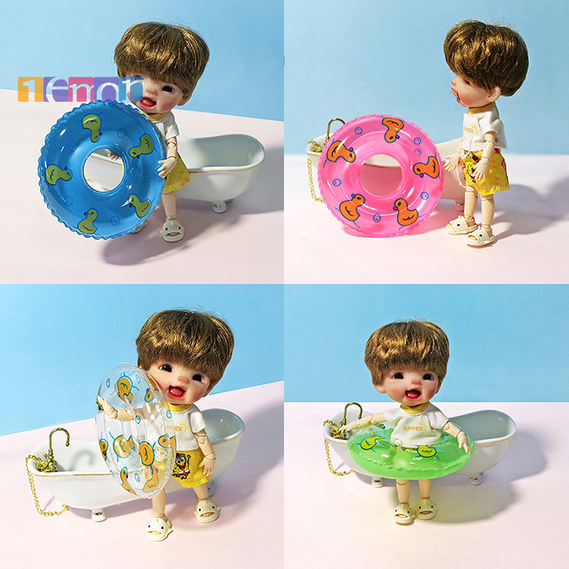 [Lemon] ห่วงยางว่ายน้ํา รูปเป็ดน่ารัก ขนาดเล็ก สําหรับบ้านตุ๊กตา 2 ชิ้น