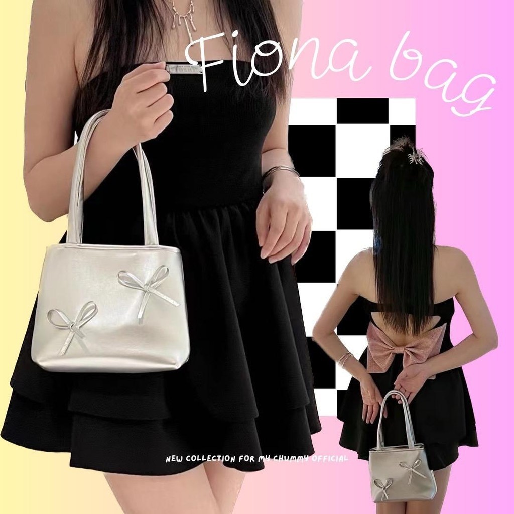 Fiona Bag กระเป๋าโบว์สีเงิน