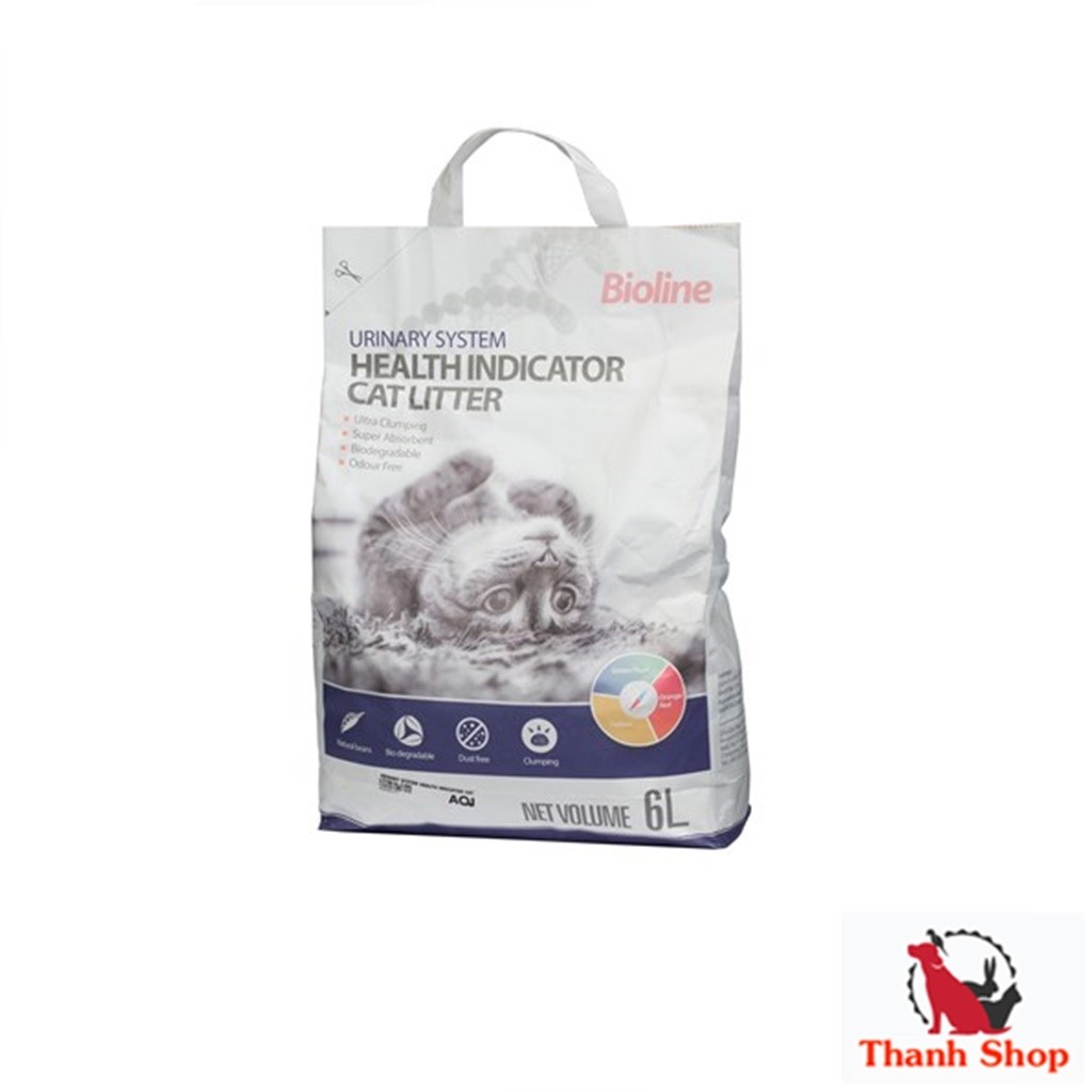 ทรายแมว Bioline cat litter ทรายเต้าหู้ตรวจสุขภาพแมวทางปัสสาวะ ขนาด 6 ลิตร/2.5Kg.