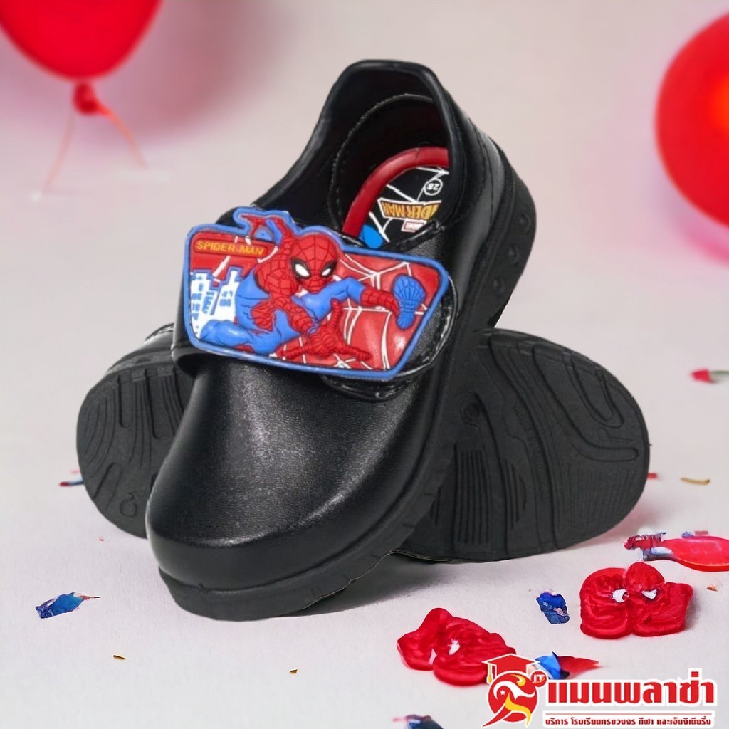 รองเท้านักเรียน รองเท้าชายหนังสีดำ  ลายสไปเดอร์ (มีไฟ) Gerry gang รุ่น SP-6529 - รูปที่ 6