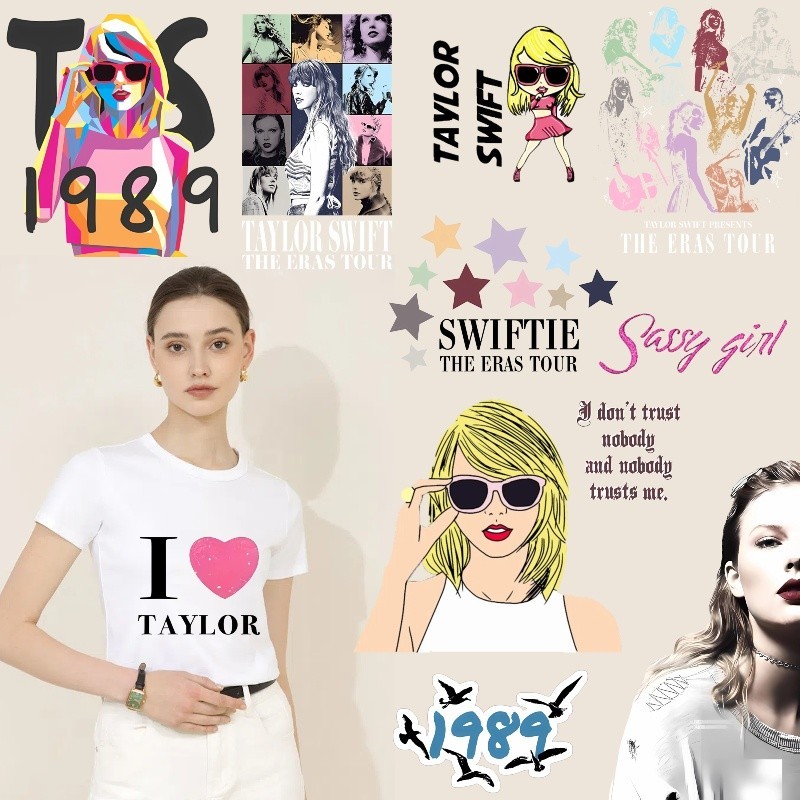 สติกเกอร์ผ้า ลายนักร้อง Taylor Swift Pop Singer แฟชั่นยอดนิยม ซักทําความสะอาดได้ สําหรับตกแต่งบรรจุภัณฑ์ เสื้อยืด DIY