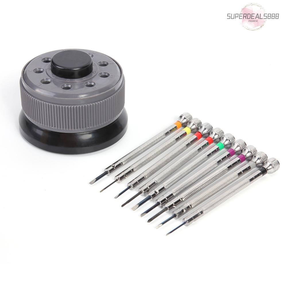 [SuperDeals888.th] Au ชุดเครื่องมือไขควงสปริงบาร์ สําหรับซ่อมแซมนาฬิกาข้อมือ 9 ชิ้น ต่อชุด