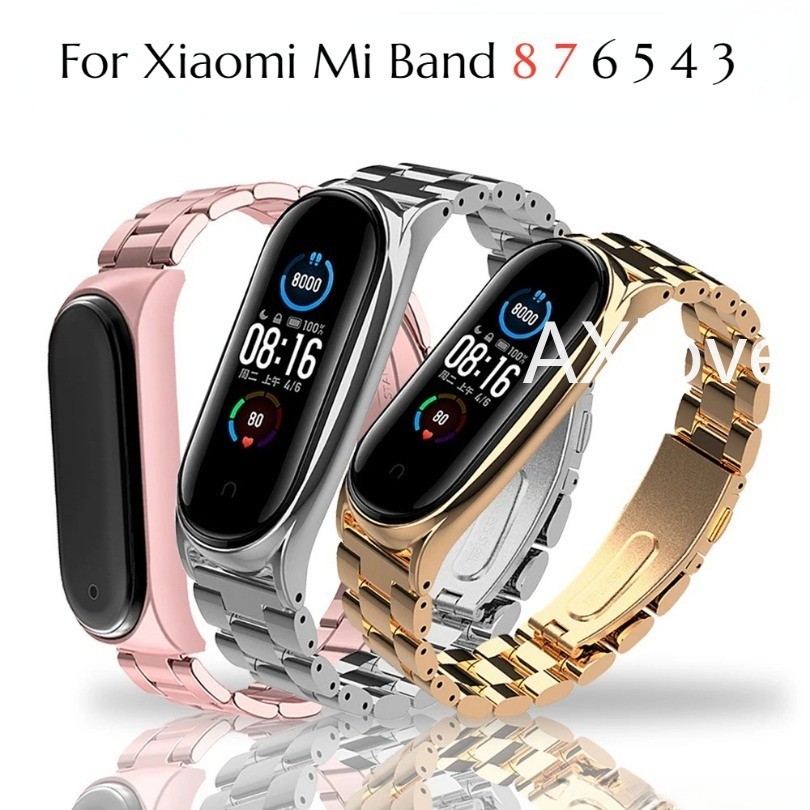 สายนาฬิกาข้อมือ สเตนเลส โลหะ แบบเปลี่ยน สําหรับ Xiaomi Mi Band 8 7 6 5 4 3 Mi Band 3 4 5