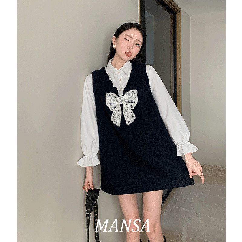 MANSA sweet dress เสื้อผ้าแฟชั่นผู้หญิง ชุดเดรสสั้น