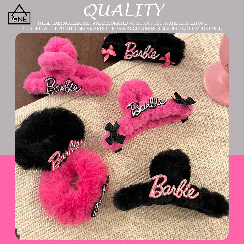 COD หวาน Cool Rhinestone Hair Rope ตุ๊กตาบาร์บี้สไตล์ Plush ผม Claw คลิปสำหรับสาว ๆ หยิกคลิปฉลาม-a.one