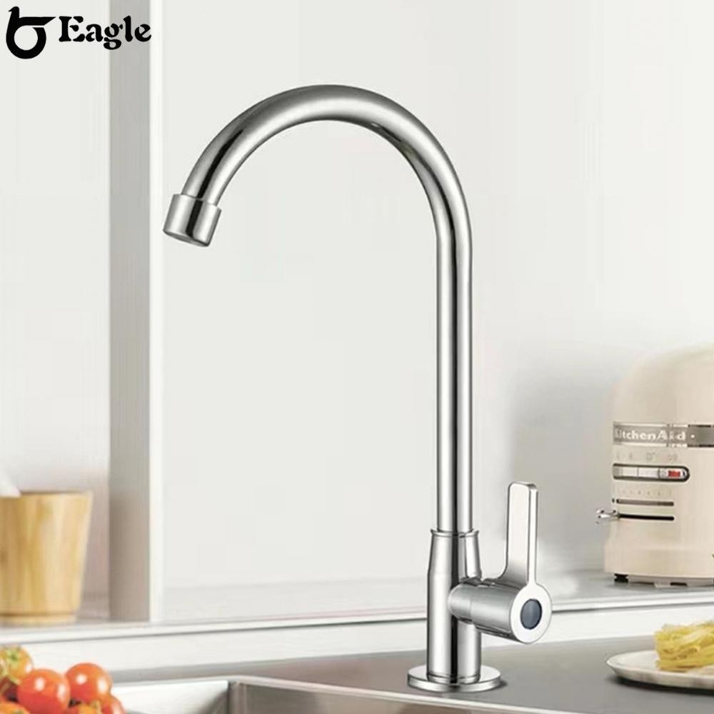 NEW&gt;&gt;Single Cold Cold Kitchen Faucet Stainless Steel Tap Elbow Double Bowl Sinks