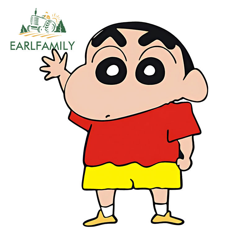 Earlfamily 13 ซม.เครยอนชินจังรถสติกเกอร์รถจักรยานยนต์ไฟฟ้า-จักรยานกันน้ําครีมกันแดดไวนิลDecalsบุคลิกภาพการ์ตูนตกแต่ง