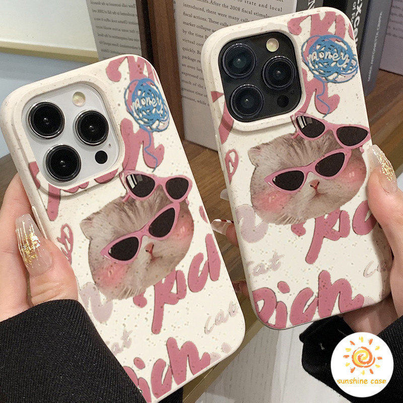 จัดส่งภายใน 24 ชั่ว แว่นกันแดดแมว ไอโฟน 11 For iPhone14 7 8 12 13 Pro Max X XR XS Max 7 8 Plus SE 2020 12 13 MINI Case