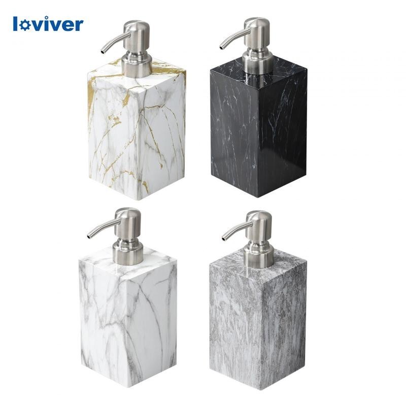 [Loviver] เครื่องปั๊มสบู่เหลว เรซิน ลายหินอ่อน 500 มล. สําหรับโรงแรม ห้องซักรีด
