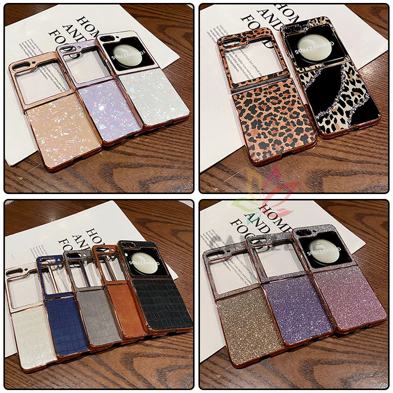 Luxury Marble Grain Glitter Powder Electroplated เคสโทรศัพท์ Samsung Galaxy Z Flip 6 Z Flip 5 Z Flip