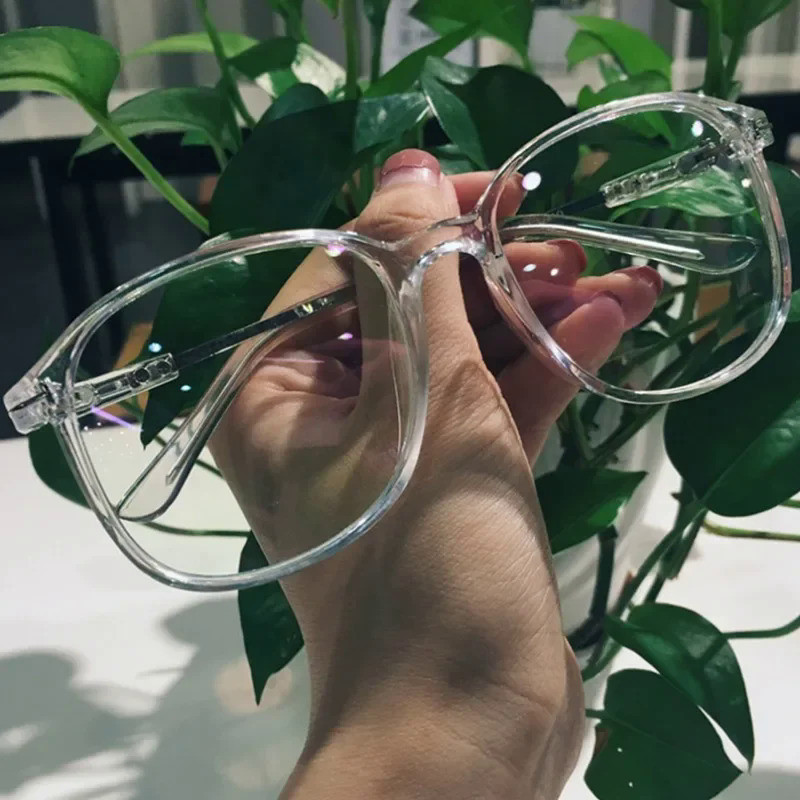 Transparent Computer Glasses Frame Women Men Anti Blue Light Anti-Fatigue Round Glasses Blackout Gla