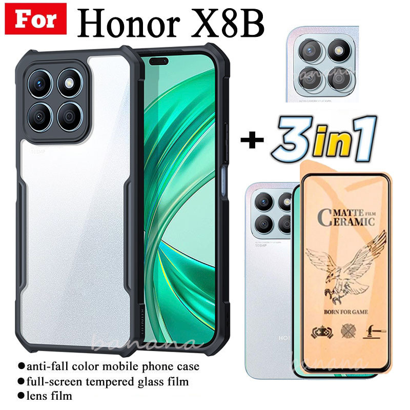 3 in 1 Honor X8B เคสโทรศัพท์กันกระแทกสําหรับ Honor X8 BV 8B เซรามิคฟิล์มฝ้า + ฟิล์มเลนส์กล้อง