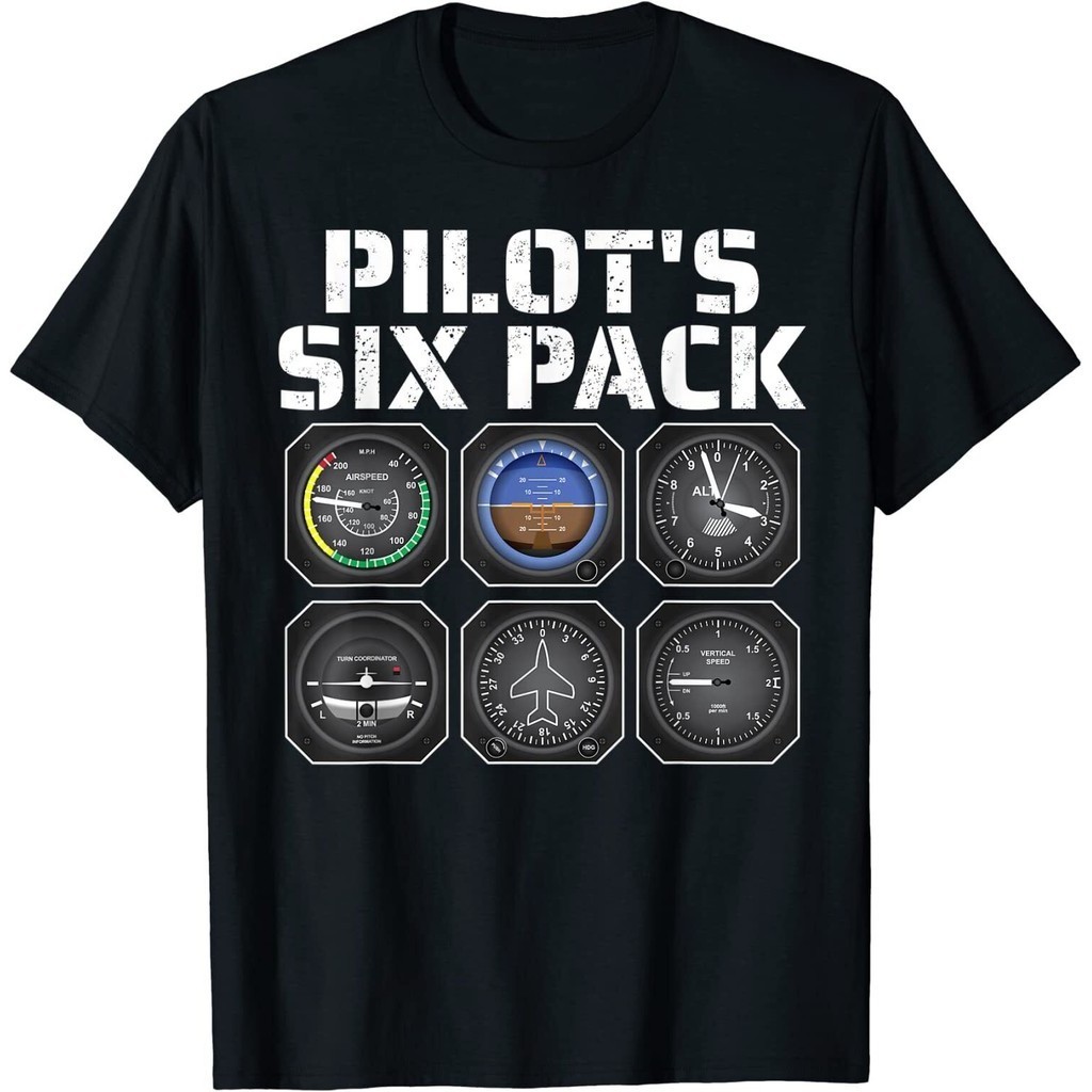 เสื้อยืดพิมพ์ลายเครื่องบินสไตล์ PILOT SIX PACK