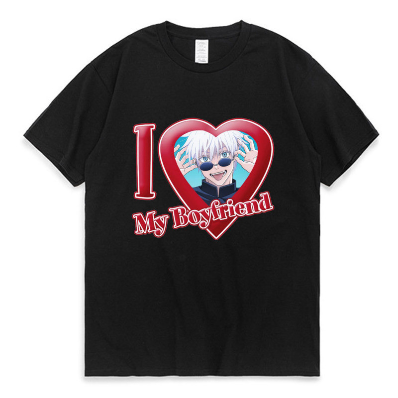 เสื้อยืดลําลอง แขนสั้น คอกลม พิมพ์ลายกราฟฟิค Jujutsu Kaisen Gojo Satoru I Love แนวสตรีท ทรงหลวม แฟชั่นสําหรับเด็กผู้ชาย และเด็กผู้หญิง 2024
