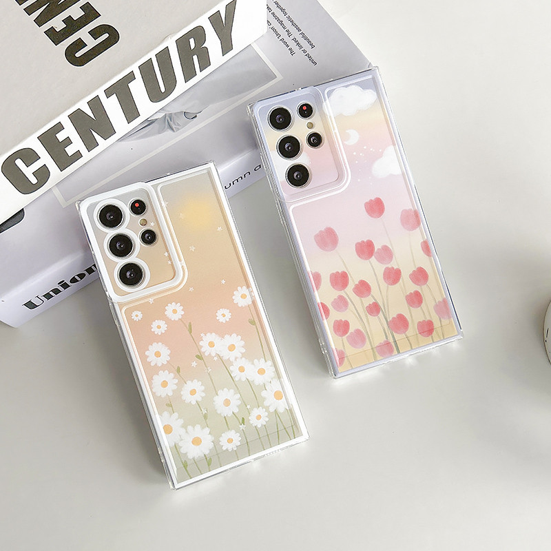 เคสโทรศัพท์มือถือแบบนิ่ม กันกระแทก ลายดอกทิวลิป ดอกเดซี่ สําหรับ Vivo V30 V29E V29 Pro S18 Y17s Y20 Y20s Y20i Y12s Y33s Y21 Y21s Y33T Y02s Y16 Y22 Y22s Y35 5G