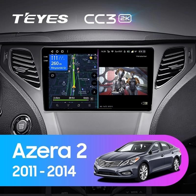 Teyes แผ่น dvd เครื่องเล่นมัลติมีเดีย วิทยุ CC3L CC3 2K สําหรับ Hyundai Azera 2 II 2011-2014 GPS Android 10 No 2din 2