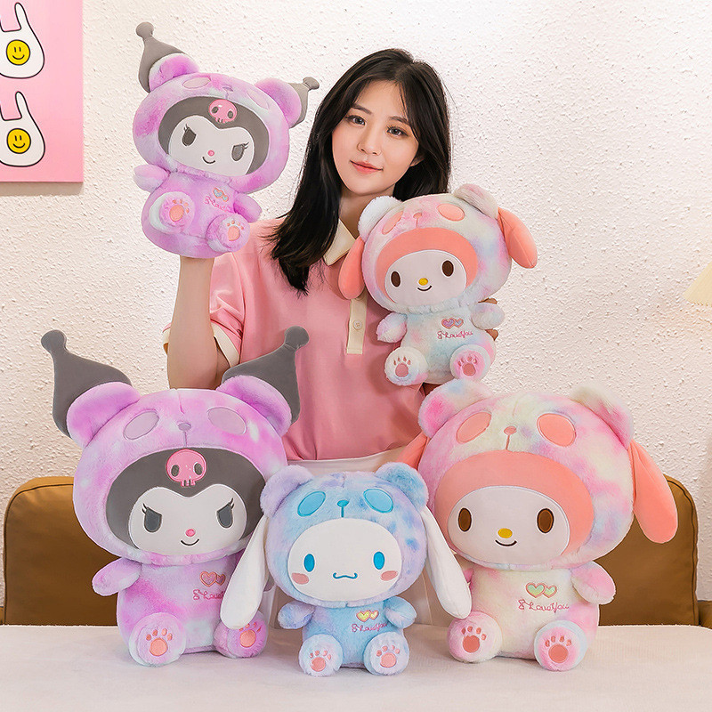หมอนตุ๊กตานุ่ม รูปการ์ตูนอนิเมะ Sanrio Kawaii Kuromi Cinnamorol Melody ขนาด 25 ซม. ของเล่นสําหรับเด็ก