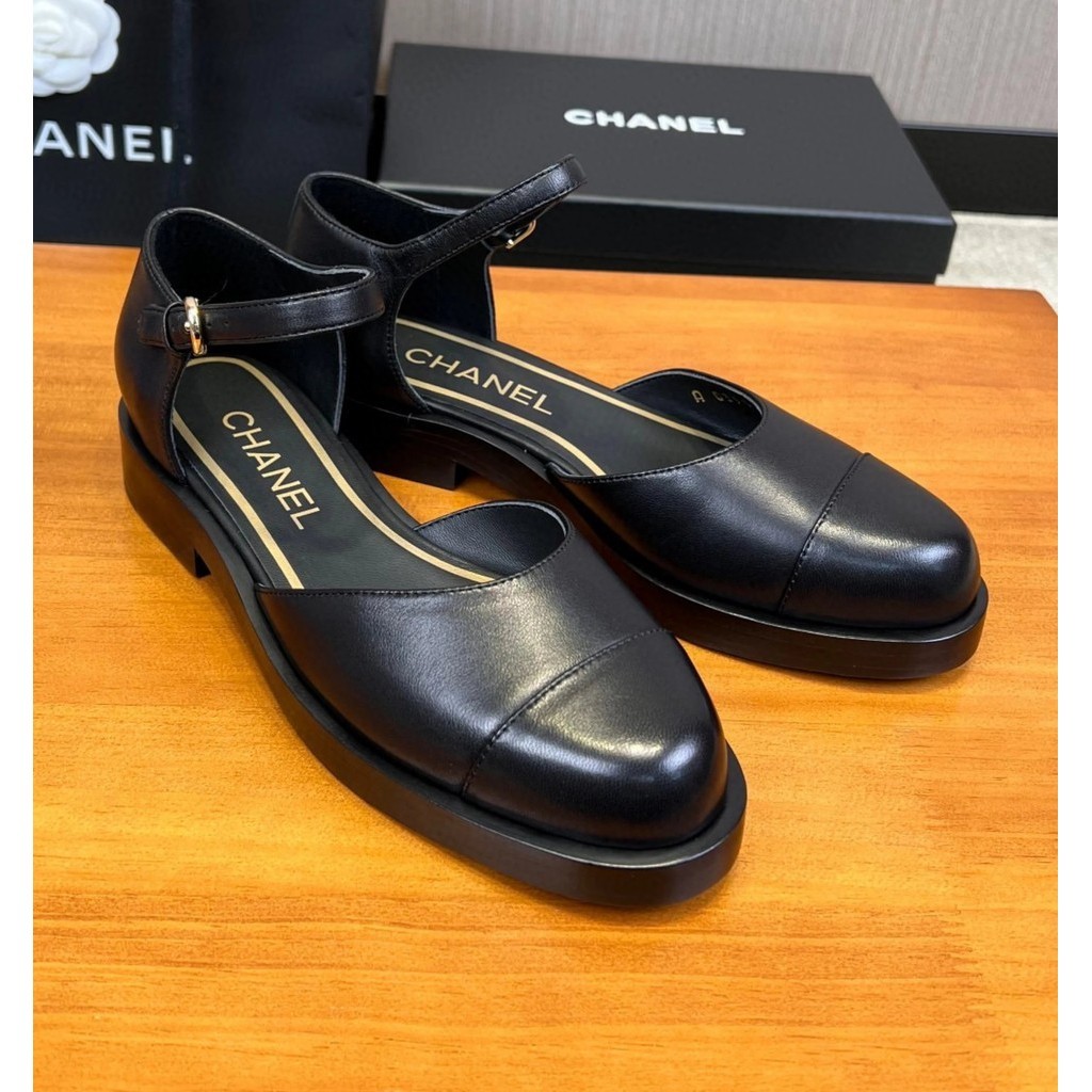 [AAA] Chanel ch @ nel รองเท้าแมรี่เจน ส้นหนา 3.7.แผ่นรองเท้า แบบหนา 1.5 ซม.