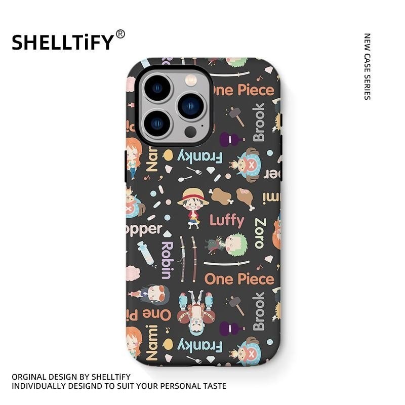 เคสโทรศัพท์มือถือแบบแข็ง สองชั้น กันกระแทก ลายลูฟี่ One Piece สีวาว สําหรับ iPhone15 14 13 12 11 15promax 14plus X XR XS XSMAX 12pro 7 8plus ราคา ถูกที่สุด ดีลบีเคเค