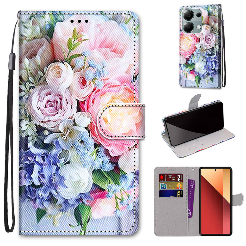 เคสโทรศัพท์มือถือหนัง ฝาพับแม่เหล็ก พร้อมช่องใส่บัตรเครดิต หลากสี สําหรับ OPPO A78 A58 A38 A94 A95 A55 A54 A16 A74 A93 A76 A96 A17 A17K A15