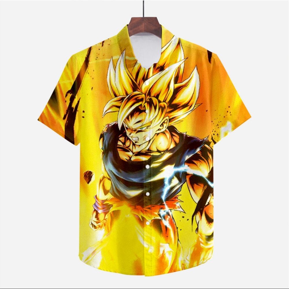 เสื้อเชิ้ต ลายอนิเมะดราก้อนบอล Z Goku น่ารัก คุณภาพสูง เหมาะกับเดินชายหาด แฟชั่นสําหรับผู้ชาย ไซยะ 5XL 2023