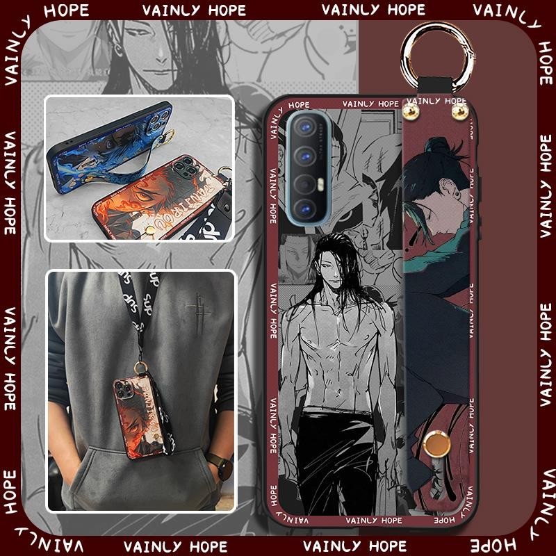 Lanyard Wrist Strap Phone Case For OPPO Reno3 Pro/Find X2 Neo Cartoon Anti-knock Soft case Silicone Cute Back Cover