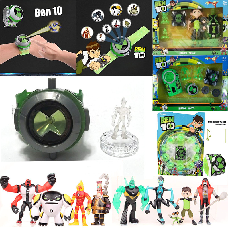 Ben 10 ฟิกเกอร์ Ben Tennyson Omnitrix นาฬิกา Heatblast Way Big Benwolf Ditto โปรเจคเตอร์ นาฬิกา เด็ก ของเล่น เอเลี่ยน วิวเตอร์ โมเดลฟิกเกอร์แอคชั่น