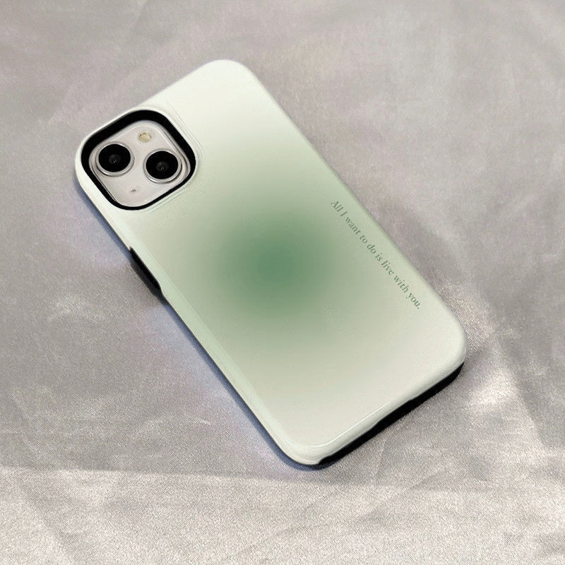 เคสโทรศัพท์มือถือ ฟิล์มสองชั้น เรียบง่าย สีขาว และสีเขียว แวววาว สําหรับ iPhone 13 11