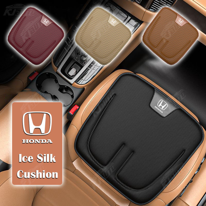 【 Honeycomb Breathable 】เบาะรองนั่งรถยนต์ หนัง ระบายอากาศ คุณภาพสูง สําหรับ Honda Mugen Power City Hrv Civic Wrv Brio BRV Fit Accord Vezel